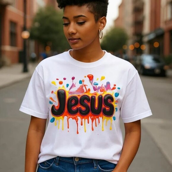 NWT - Vibrant "Jesus" Graphic T-Shirt Casual Fit - Picture 3 of 3